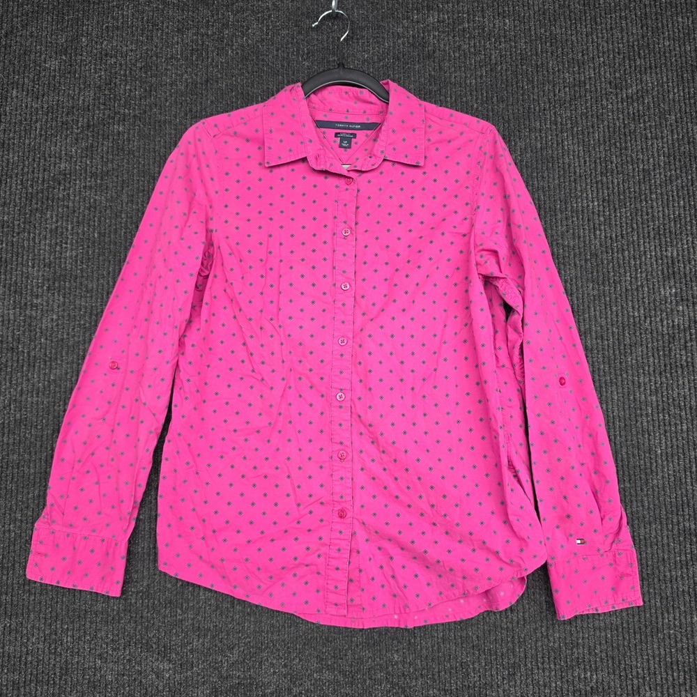 Tommy Hilfiger Pink Geometric Print Button Down Shirt Classic Fit Small